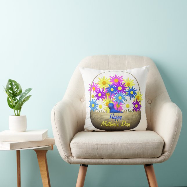 Coussin Joyeux panier de la Fête des Mères de marguerites  (Chaise)