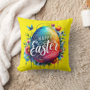 Coussin Joyeux Pâques : Vibrant Oeuf de Pâques
