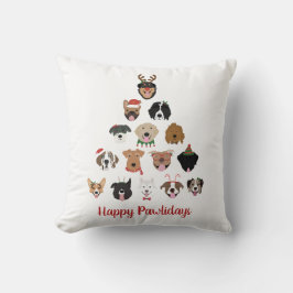 Coussin Joyeux Pawlidays Chien arbre de Noël