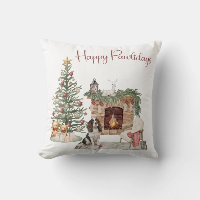 Coussin Joyeux Pawlidays Chien Design - Springer Spaniel (Recto)