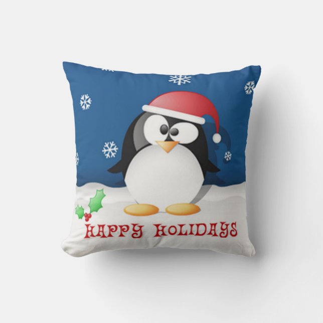 Coussin Joyeux Pingouin de vacances (Recto)