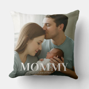 Coussin Joyeux premier anniversaire de maman collage de ph