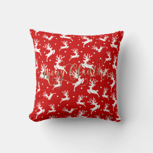 Coussin Joyeux rennes de Noël Rouge