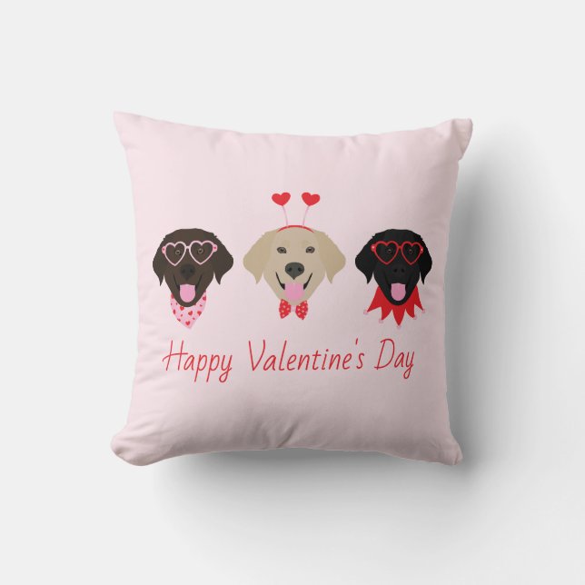 Coussin Joyeux Saint-Valentin Chiens Labrador Retriever (Recto)
