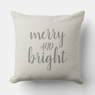 Coussin Joyeux script gris Noël brillant