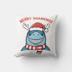 Coussin Joyeux Sharkmas Drôle de Noël Shark