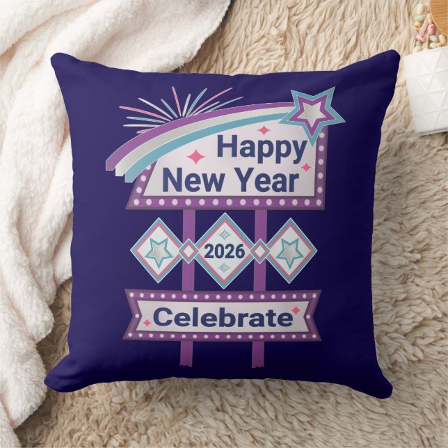 Coussin Joyeux signe du Nouvel An Retro - Célébrer la Marq (Couverture)