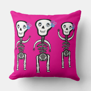 Coussin Joyeux squelettes avec fleurs Fourre-tout
