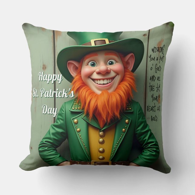 Coussin Joyeux St. Patrick's Day Leprechaun (Recto)