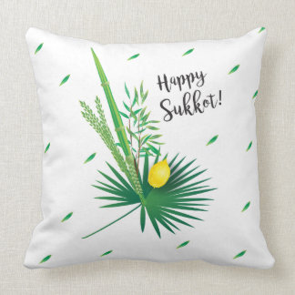 Coussin Joyeux Sukkot Lulav et Motif d'aquarelle Etrog