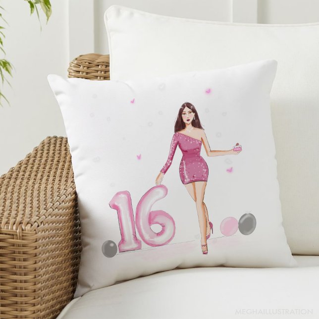 Coussin Joyeux sweet sixteen, 16ème anniversaire (Créateur téléchargé)