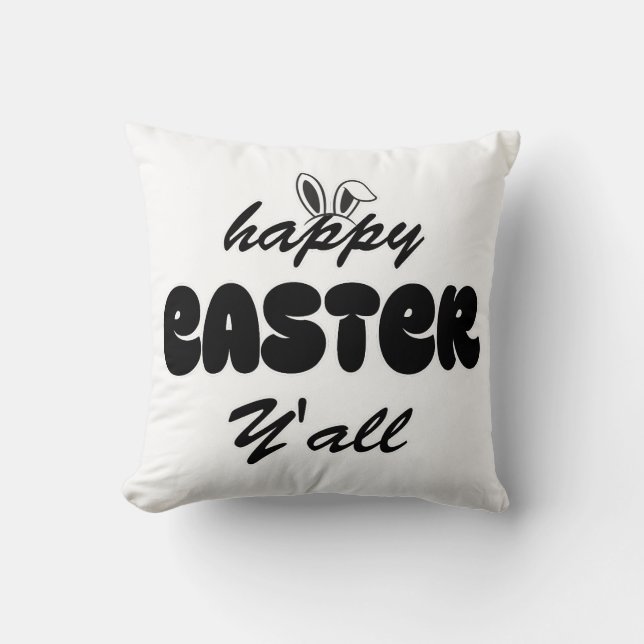 Coussin Joyeux T-shirt de Pâques Y'all (Recto)