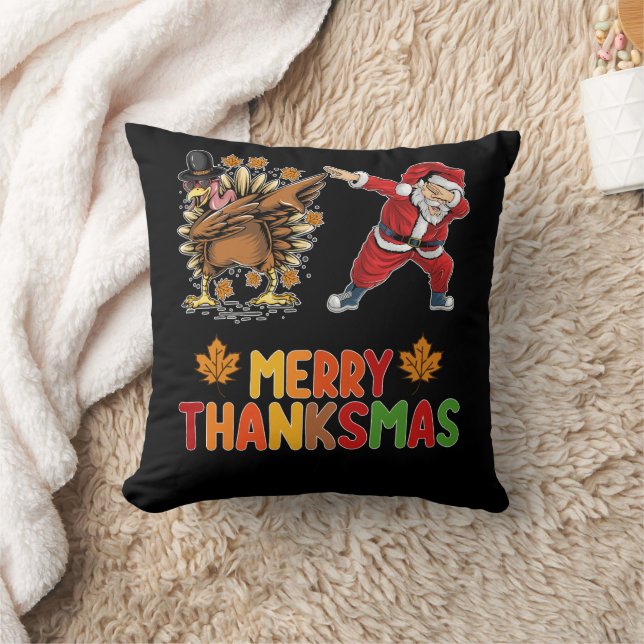 Coussin Joyeux Thanksmas Thanksgiving automne Noël saison (Couverture)