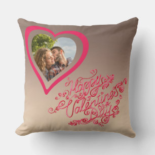 Coussin Joyeux Valentine's day calligraphy Heart photo