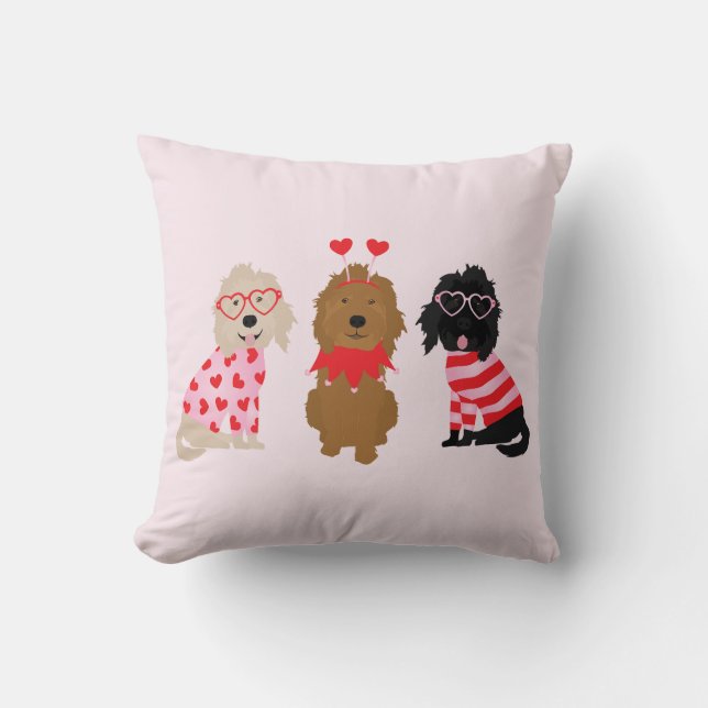 Coussin Joyeux Valentines Day Mini Goldendoodle Chiens (Recto)