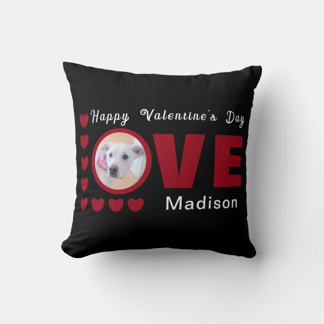 Coussin Joyeux Valentines Jour Chien Love Coeurs Rouge (Recto)