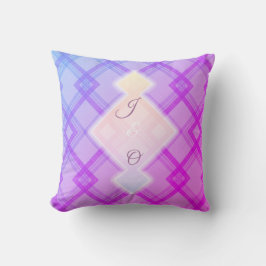 Coussin Joyeux violet & crème, blanc Chèques Le