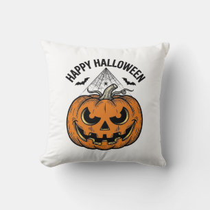 Coussin Joyeux visage de citrouille d'Halloween Création d