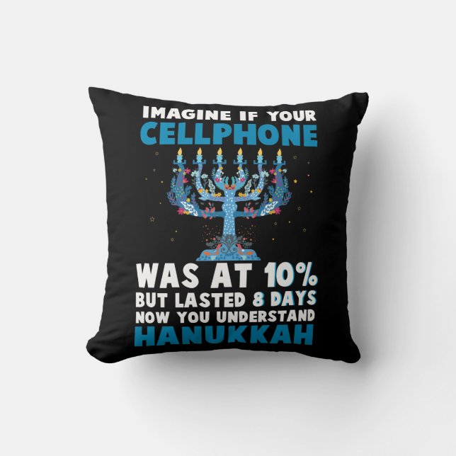 Coussin Juif amusant Hanoukka de Noël menorah judaïsme (Recto)
