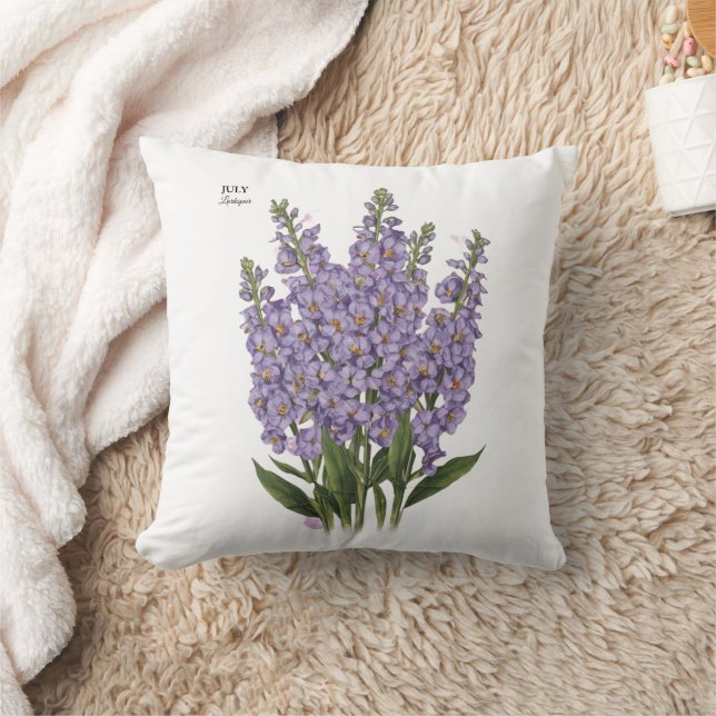 Coussin Juillet Larkspur Bloom - Cadeau d'anniversaire per (Couverture)