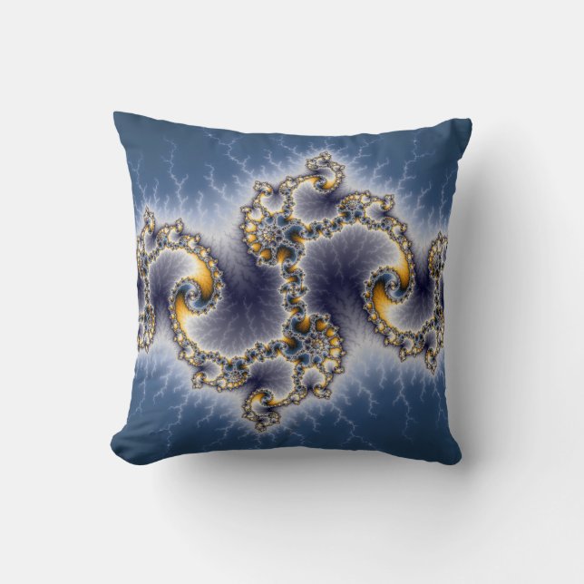 Coussin Julia dans le bleu - art de fractale (Recto)
