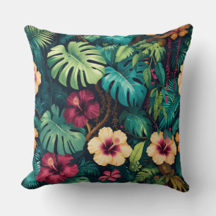 Coussin Jungle Botanique Bohème   Plante Tropicale Luxuria