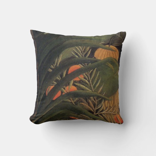 Coussin Jungle de banane avec des oranges, palmettes (Recto)