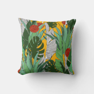 Coussin Jungle d'été : Motif de palmier lumineux.
