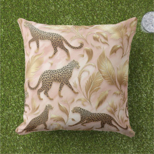 Coussin Jungle Élégant Léopard Rose et Or