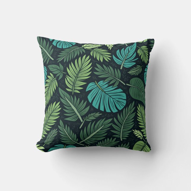 Coussin Jungle Foliage Pattern – Lush Tropical Leaf Design (Recto)