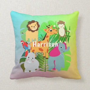 Coussin Jungle Safari Cute Animaux Enfants Personnalisés