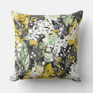 Coussin jungle tropicale sans joint exotique abstraite géo
