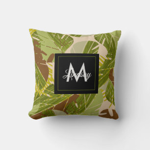 Coussin Jungle Verdure Safari Feuille Tropical Main Tirée