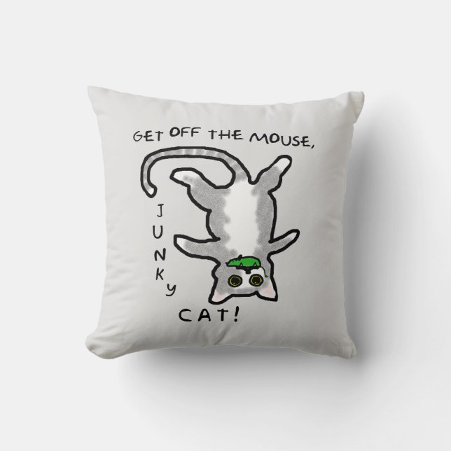 Coussin Junky Cat - Descends de la souris ! -coussin (Recto)