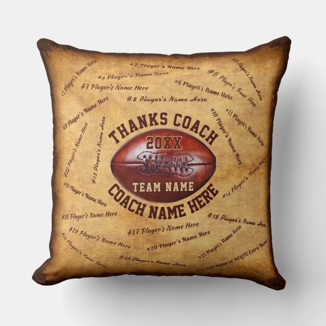 Coussin Jusqu'à 46 noms de joueurs grand cadeau d'entraîne (Recto)