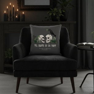 Coussin Jusqu'à la mort Fleur de crâne gothique noir irlan