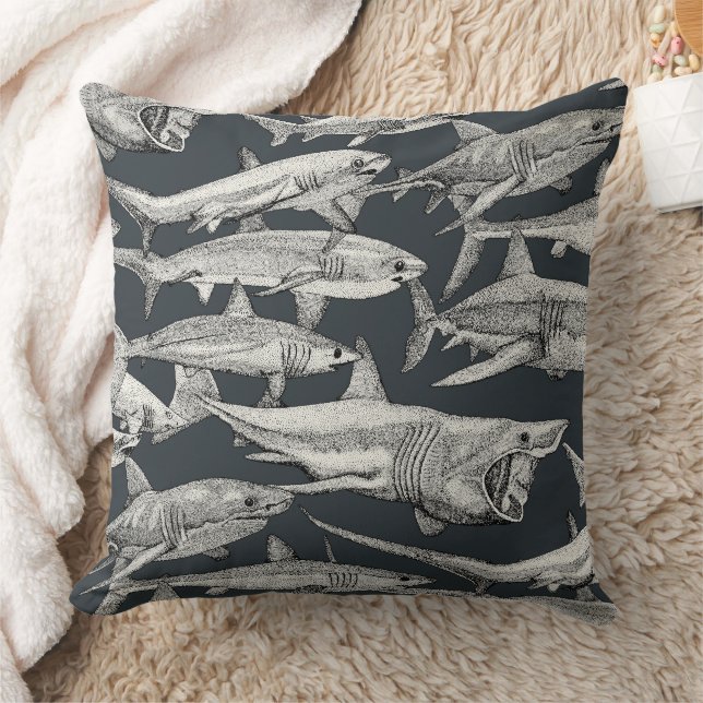 Coussin just sharks black gunmetal (Couverture)