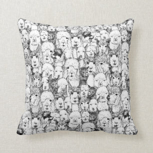 Coussin juste blanc noir d'alpaga