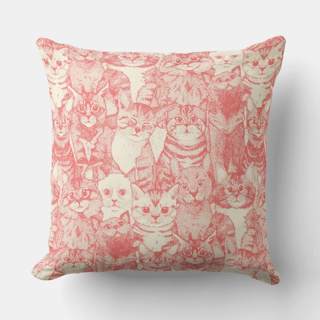 Coussin juste chatons corail rose (Recto)