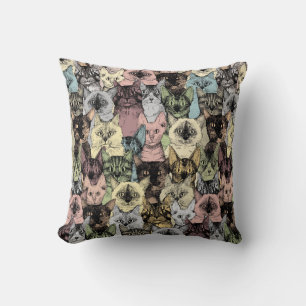 Coussin juste chats rétro