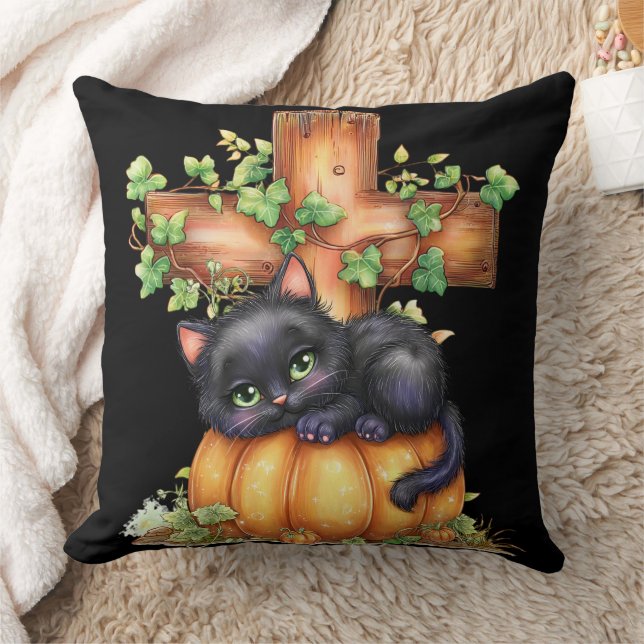 Coussin Juste en traînant, Pose-toi Kitten en Citrouille (Couverture)