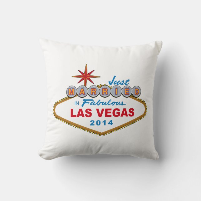 Coussin Juste marié à Las Vegas fabuleux 2014 (signe) (Recto)