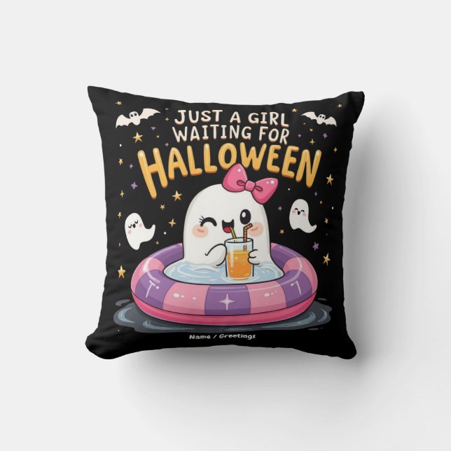 Coussin Juste Une Fille En Attente D'Halloween Été Éffraya (Recto)