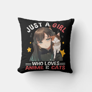 Coussin Juste Une Fille Qui Aime Anime & Chats Mignonnes C