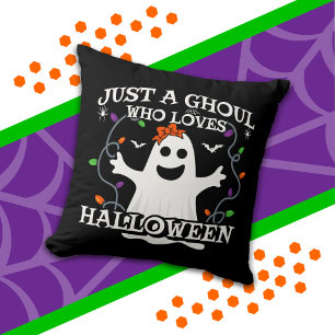 Coussin Juste une fille qui aime Halloween drôle Halloween
