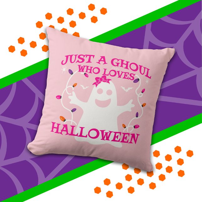 Coussin Juste Une Fille Qui Aime Halloween mignon Fantôme  (Créateur téléchargé)