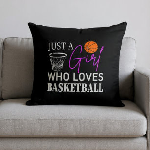 Coussin Juste une fille qui aime le basket-ball lancer l'o