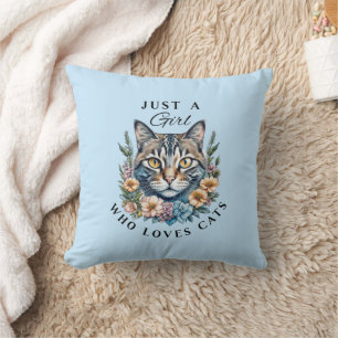 Coussin Juste une fille qui aime les chats personnalisés