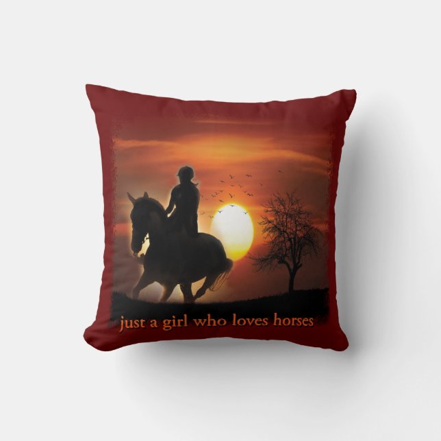 Coussin juste une fille qui aime les chevaux (Recto)