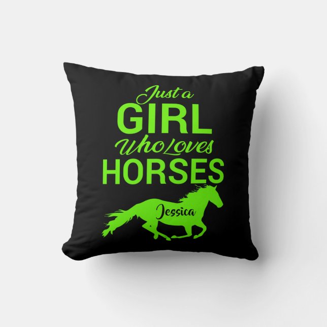 Coussin Juste Une Fille Qui Aime Les Chevaux Personnalisés (Recto)